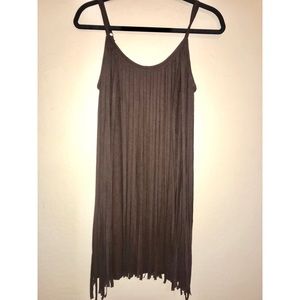 Suede fringe bodycon dress.
